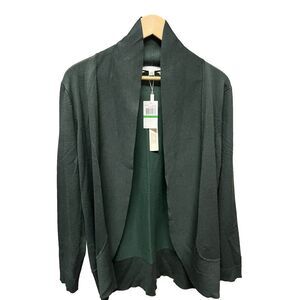 Women's Pointelle Cardigan Open Front Size Large Olive Forest New with Tag